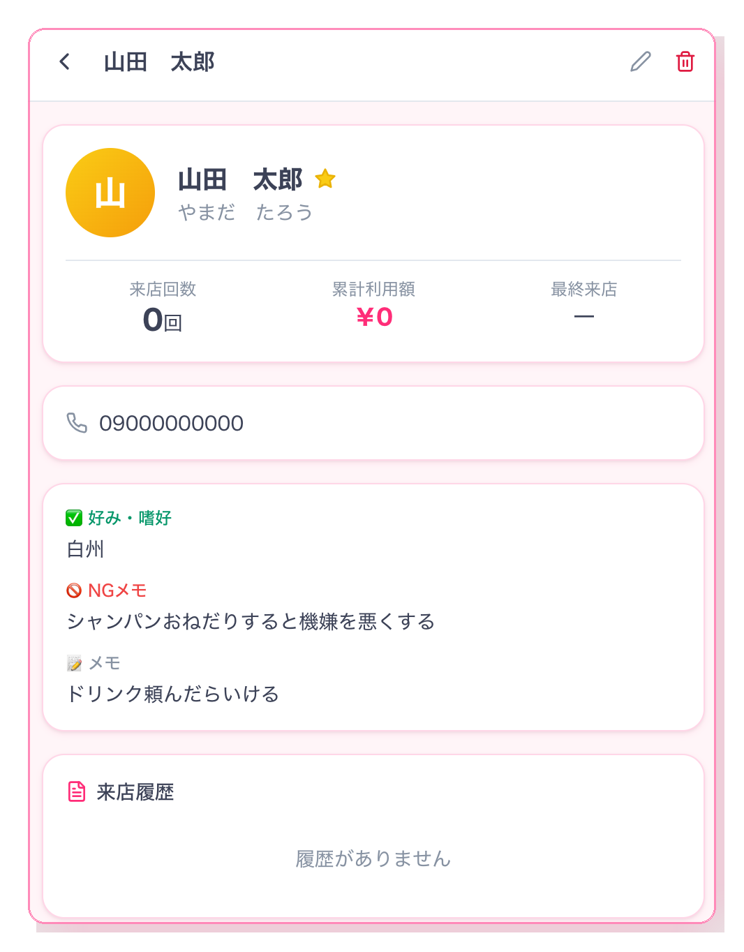 顧客管理画面